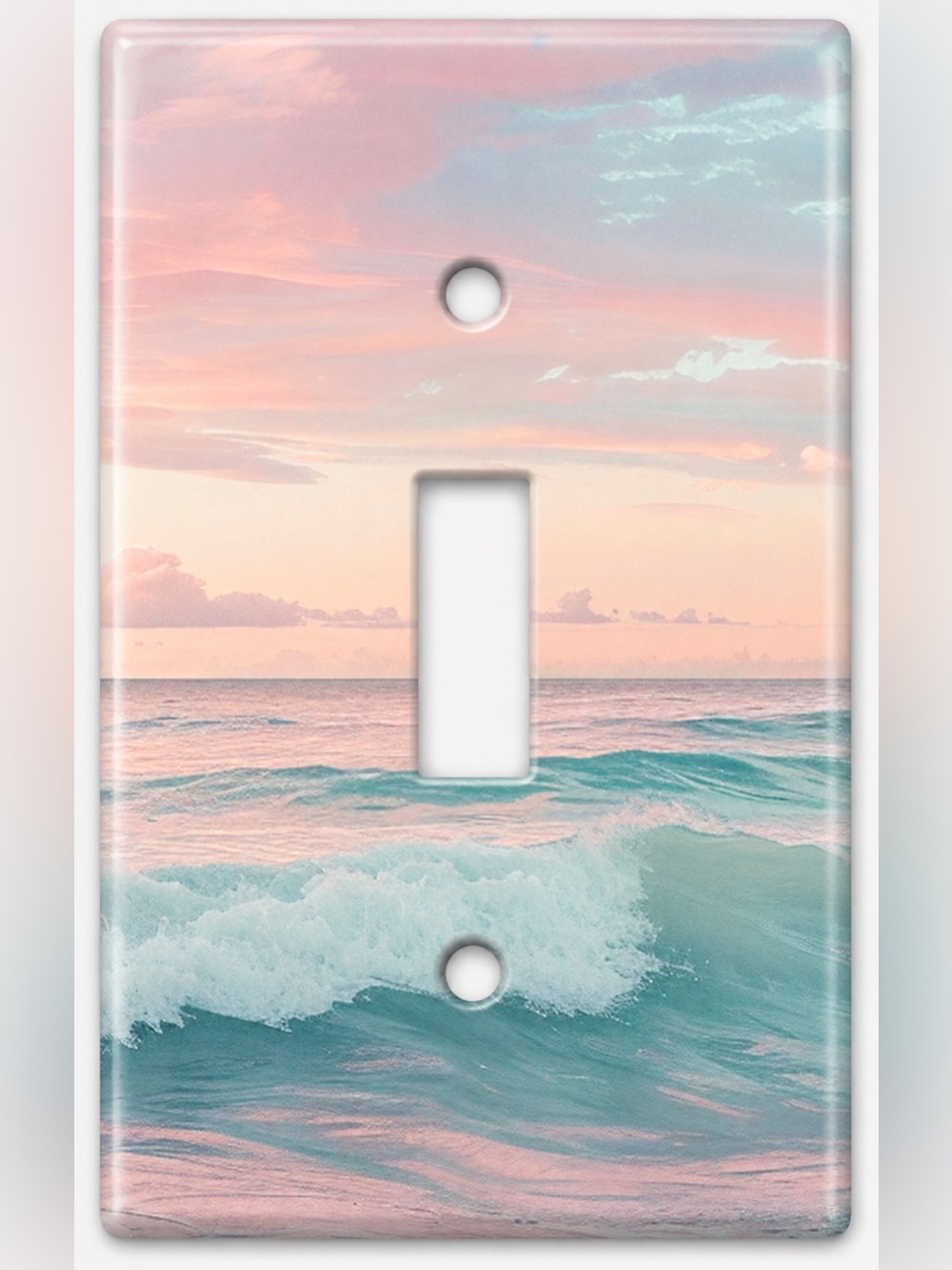 Handmade Pink Blue Ocean Sunset Toggle Light Switch Cover Coastal Beach Decor